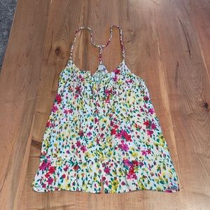 Euc large forever 21 floral peplum style button up sleeveless top